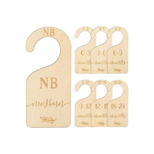 7pcs Wooden Baby Closet Dividers, Suitable For Newborn To 24 Months, Neutral Nursery Decor, Great For Baby Shower, Home Decoration And Gifts