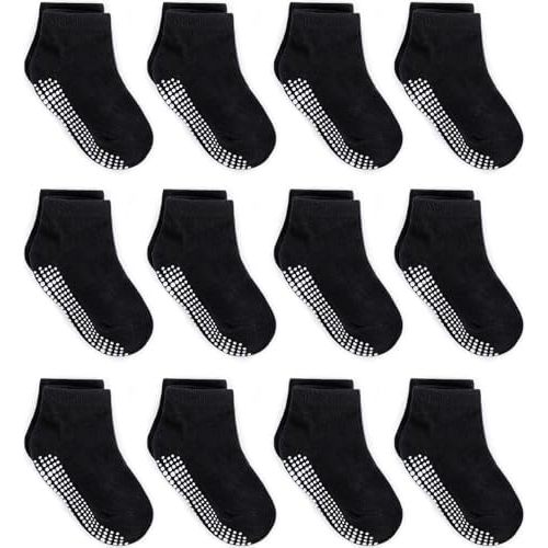 Zaples Baby Non Slip Grip Ankle Socks with Non Skid Soles for Infants Toddlers Kids Boys Girls
