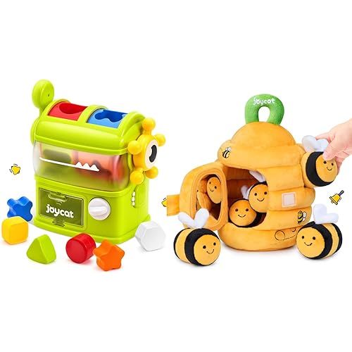 JoyCat Baby Toys Beehive with Shape Sorting Toy for Toddler, Shape Sorter with 6 Shape Blocks, Matching & Sorting Games Sensory Toddler Learning Toys, Gifts for 1 2 3 Year Old Boys Girls