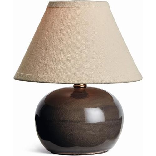 Napa Home & Garden Oscar Mini Lamp - Gray Crackle Glaze - Linen Shade - 8" Gray