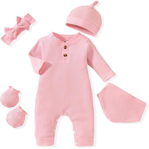 Aalizzwell Newborn Baby Ribbed Romper