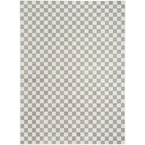 Nourison Serenity Home Checkered Indoor Area Rug Ivory Blue 5'3" x 7'3"