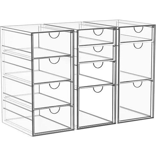 Arcylic Makeup Organzier with 11 Drawers, Clear Storage Drawers, Bathroom Makeup Organizer for Palettes, Cosmetic, and Beauty Supplies,Ideal for Vanity, Cabinet,Desk Organization