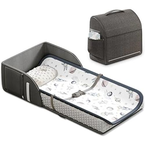 Portable Baby Diaper Changing Pad Foam Contoured Changing Table Pad with Soft Non-Slip Cover and Headrest Waterproof Diaper Bag for Dresser, Changing Table Topper Travel Outdoor