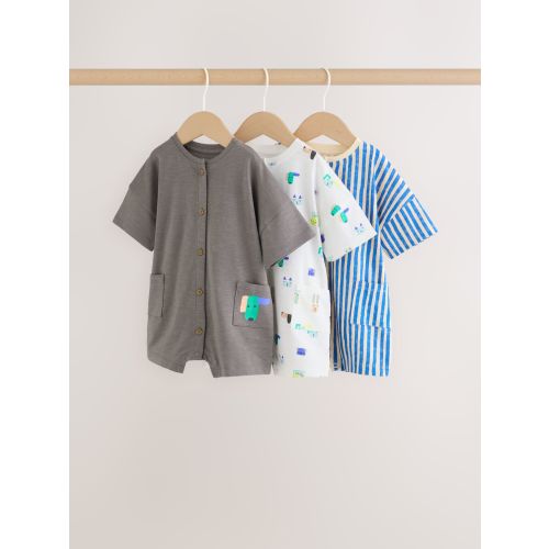 Green Print Jersey Baby Rompers 3 Pack