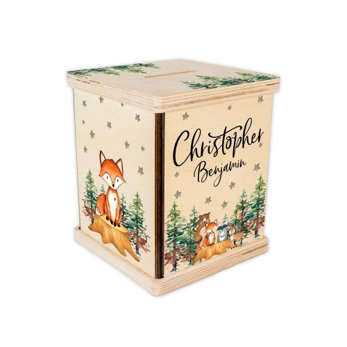 Woodland Piggy Bank, Woodland Nursery, Personalized Piggy Bank, Woodland Custom Coin Bank, Woodland Nursery, Woodland Toddler Gift, W1