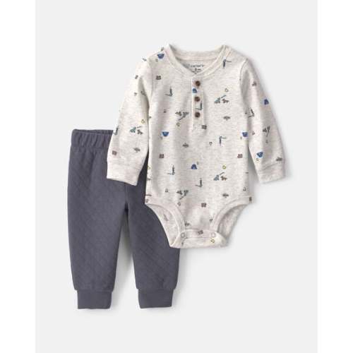 Baby Boy 2-Piece Camping Long-Sleeve Bodysuit & Pant Set - Grey | Carter's