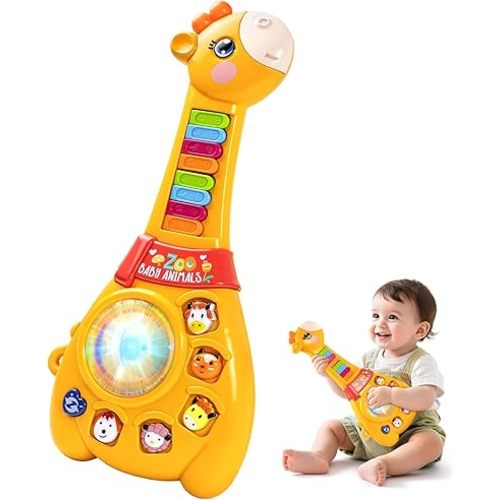 Marstone Toys for 1 2 Year Old Boy and Girl Birthday Gift: Baby Musical Guitar Piano Toys 12-18 Month with Animal Sound and Light, 1st First Learning Educational Gift for Toddlers Birthday, Christmas