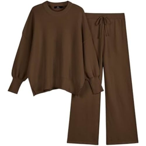 LILLUSORY Women 2 Piece Outfits Sweatsuit Oversized Knit Lounge Set