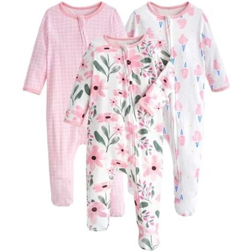 Yoofoss Baby Pajamas 100% Organic Cotton Baby Sleepers for Newborn 0-3 3-6 6-9 Months Boys Girl Clothes 3pcs Footed PJs