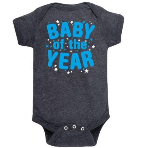 Boys' Instant Message Baby of the Year Boy Baby Graphic One Piece - Heather Charcoal - 6 Months