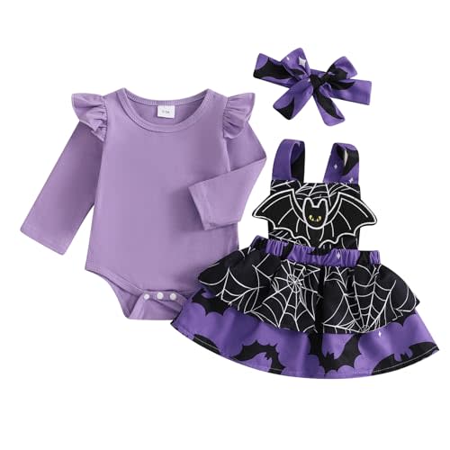 Baby Girl Halloween Clothes Ruffle Long Sleeve Romper Turkey Print Overall Skirt Dress Cute Newborn Outfit