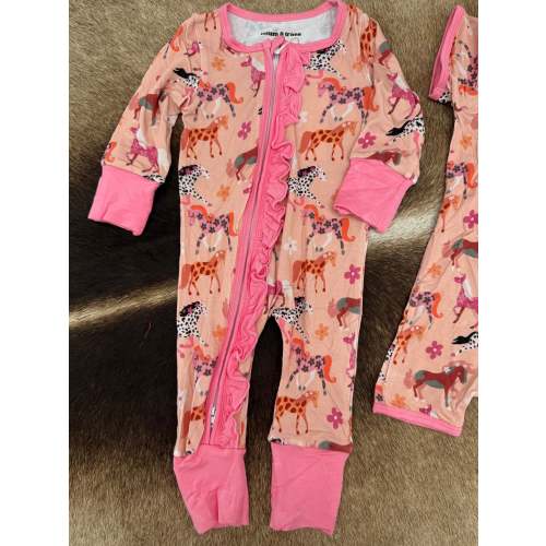 Floral Ponies Bamboo Romper