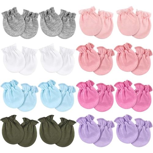 AQOKKA Newborn Baby Mittens No Scratch Cotton Elastic Wrist Gloves Infant Toddler Mittens for Baby Boy Girl 0-6 Months