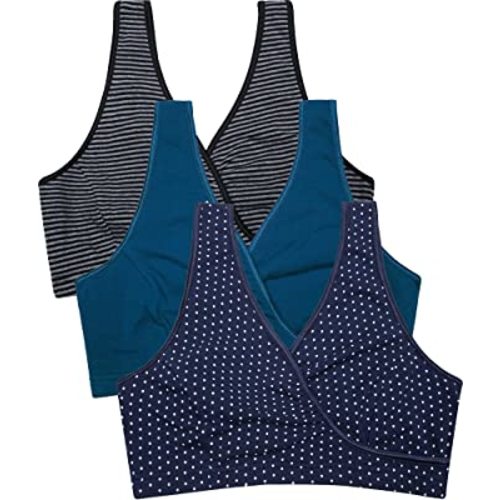 CAKYE 3 Pack Maternity Nursing Sleep Bra Breastfeeding Cotton Bralette