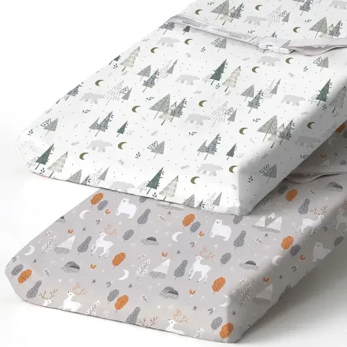 BROLEX Changing Pad Covers for Baby: Boy Girls Ultra Stretchy Soft 2 Pack, Snowy Forest