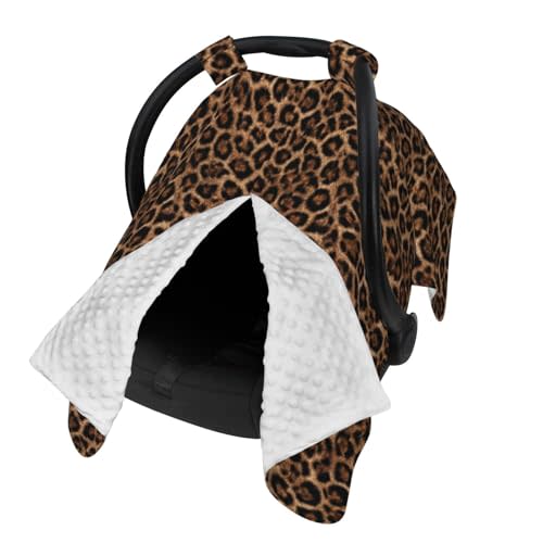 Leopard Print Pattern Brown and Black Car Seat Covers for Babies, Infant Car Seat Canopy, Mom Nursing Breastfeeding Covers, Warm Carseat Canopy for Newborn