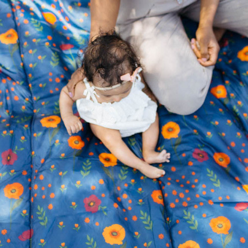 Little Unicorn Outdoor Blanket - Midnight Poppy, 5 x 10 ft