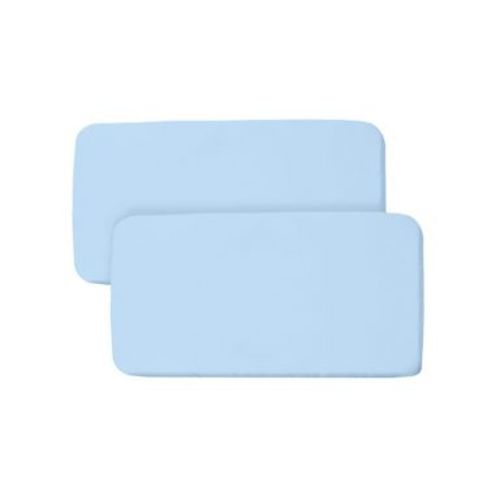 BreathableBaby All-in-One Fitted Sheet & Waterproof Cover, For 33" x 15" Bassinet Mattress (2-Pack), Light Blue