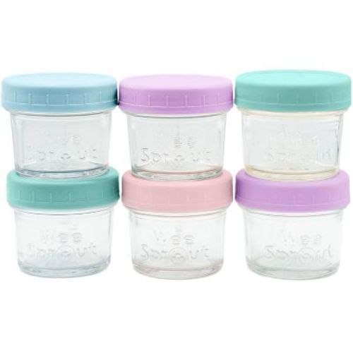 WeeSprout Glass Baby Food Storage Jars with Lids, Reusable Small Containers, 4 oz, 6 Pack