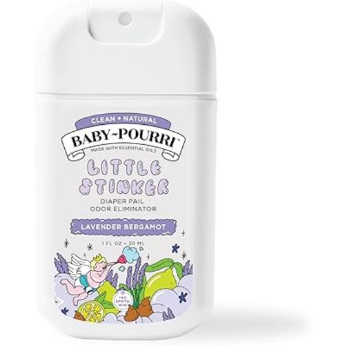 Baby-Pourri Little Stinker Diaper Pail Odor Freshener Spray, 1 Fl Oz Pocket Travel Size - Lavender, Bergamot, Eucalyptus and Vanilla