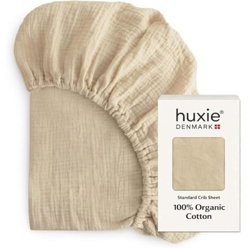 Crib Sheets – Organic Cotton Muslin Fitted Crib Sheet – Standard Size for Baby Boy and Baby Girl 28" x 52" Ultra-Soft and Breathable. (Fog)