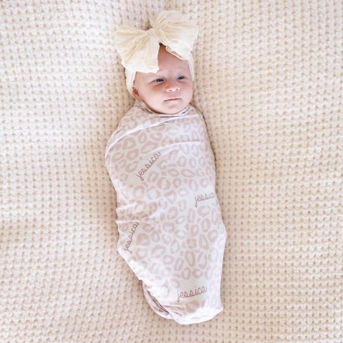 Lovely Leopard Personalized Swaddle Blanket