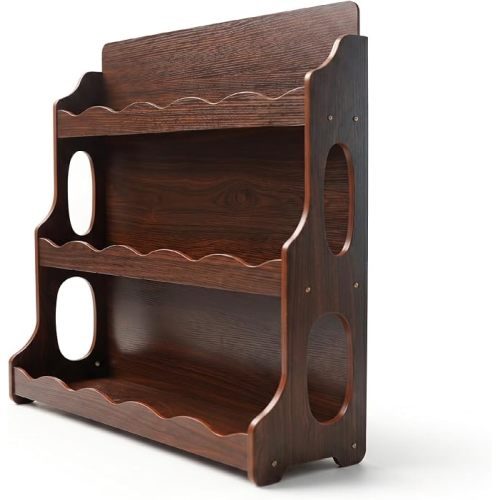 Wood Kids Bookshelf,WalnutWood GrainPattern | Dutch Design Scalloped Montessori Toddler Book Shelf 3Tier Wooden Furniture