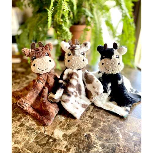 Minky Cow Lovey, Farm Theme Baby Security Blanket, Plush Toy Companion