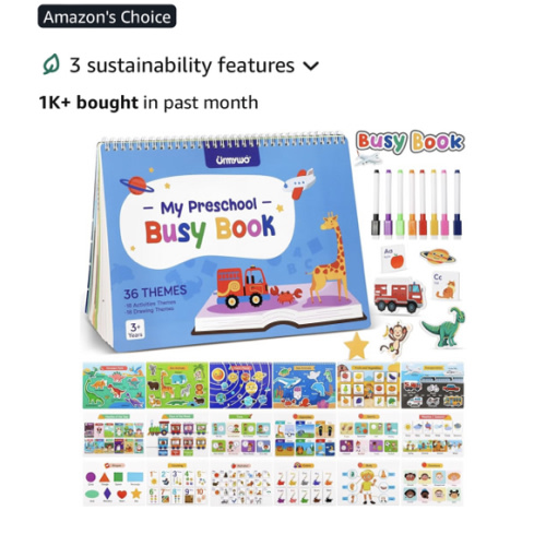 Busy Book for Toddlers 3-5, Preschool Learning Activities, Montessori Learning Educational Toys, Tracing Activity Coloring Books for Kids Ages 4-8, Autism Sensory Travel toys, Christmas Birthday Gifts