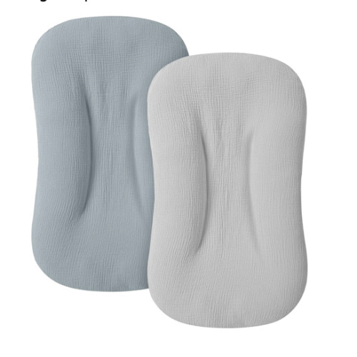 Muslin Baby Cover for Newborn, Soft and Breathable 100% Cotton Lounger Slipcover Neutral, Pack of 2(Blue, Grey)