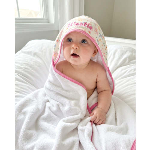 Embroidered Bamboo Hooded Towel in Loosey Goose | Caden Lane