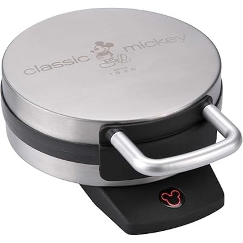 Disney Classic Mickey Waffle Maker by Select Brands - Disney Kitchen Appliances - Features Non-Stick Plates - Mickey Mouse Gift - 7" Waffles