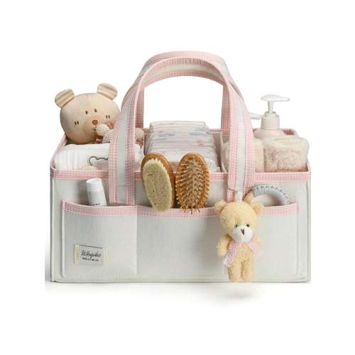 1pc Diaper Caddy Organizer With Handle, Baby Shower Gifts Basket Bag, Registry Search Must Haves Items, Newborn Girl Boy Nursery Storage Organizer, Baby Bag Essentials, Car Diaper Caddy Cart