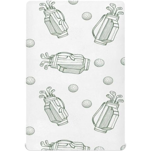 Golf Ball White Pattern Crib Sheets for Boys Girls Pack and Play Sheets Portable Mini Fitted Baby Sheet for Standard Crib and Toddler Mattresses Boy Girl, 52x28 in
