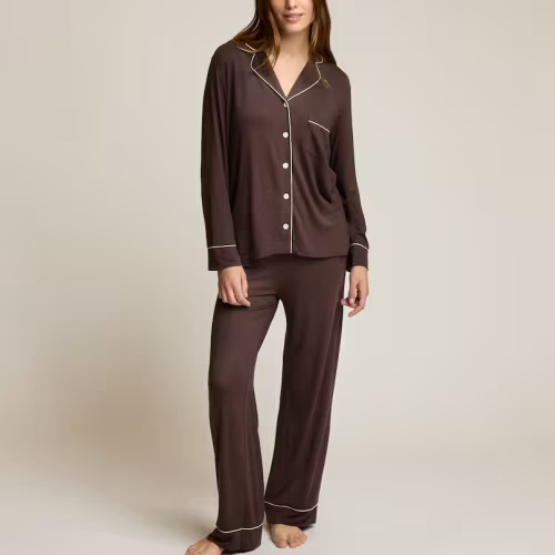 Piped Pajama Pant Set | Chocolate, Small