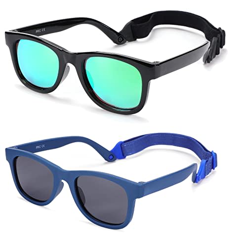 COASION Bendable Flexible Polarized Newborn Baby Sunglasses with Strap for Infant Boys Girls Age 0-12 Months CA8042