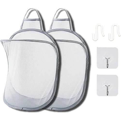 Mesh Collapsible Small Wall Laundry Baskets，Hanging Laundry Hamper，for Hotel, University Dormitory Use by HHSSALIN (2, CLASSIC)
