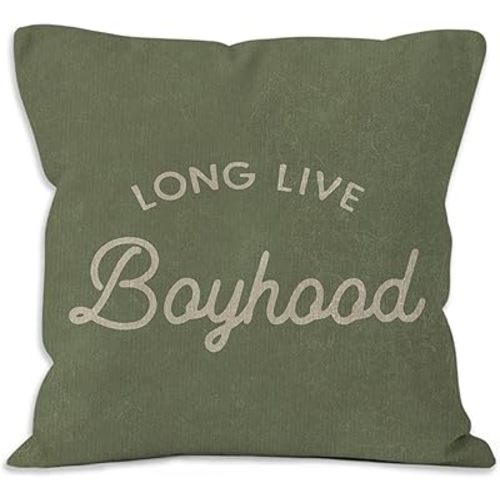 Long Live Boyhood Throw Pillow Covers - Boy Bedroom Room Decor,Vintage Green Boy Nursery Decorative Pillow Covers for Home Bedroom Couch