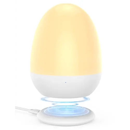 JolyWell Baby Night Light for Kid, Portable Egg Nightlight with Stable Charging Pad, Touch Nursery Night Lamp for Breastfeeding, Toddler Night Light for Bedroom, Timer Setting, ABS+PC, White-2