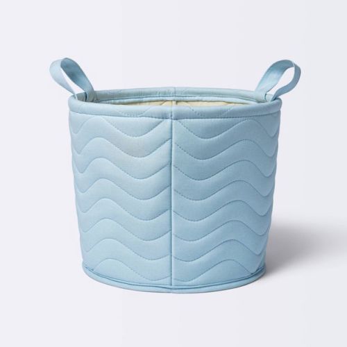 Quilted Fabric Medium Round Storage Basket - Blue - Cloud Island™