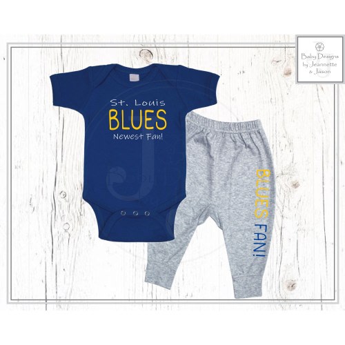 ST LOUIS BLUES Inspired-Jersey Style Bodysuit and/or Joggers - Hockey/Sports. Perfect Babyshower or Birthday Gift!