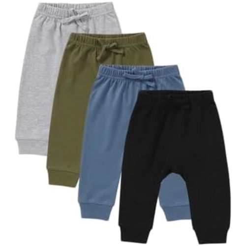 4-Pack Baby Jogger Pants 100% Cotton Bottoms for Toddler Boys & Girls