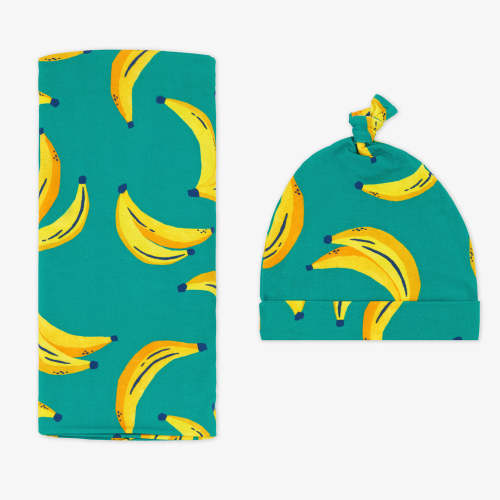 Go Bananas Swaddle & Hat Set | Little Sleepies