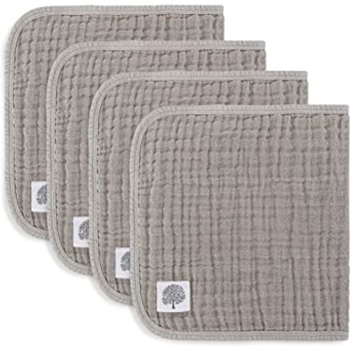 Parker Baby Muslin Burp Cloths | 100% Cotton Burping Clothes, Newborn Essential | Must-Have Baby Registry, Modern and Trendy Colors | 20"x11" Unisex Large Baby Burp Cloths, 4-Pack Gray Set