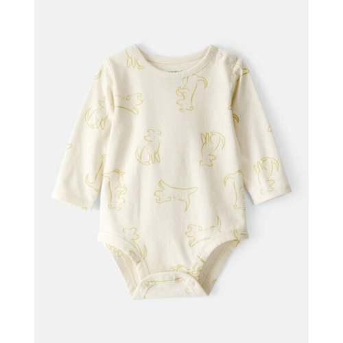 Baby Boy Dog Print Cotton Long-Sleeve Fashion Bodysuit - Ivory | Carter's
