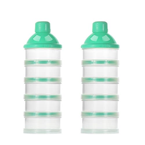 Accmor Formula Dispenser On The Go, 5 Compartments Stackable Formula Container for Travel, Baby Milk Powder Kids Snack Container, BPA Free