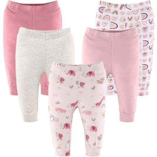 The Peanutshell Baby Girl Pants, Rainbow Safari 5-Pack