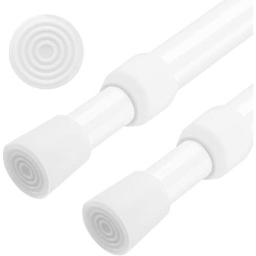 Ludolm 2 Pack Curtain Rod Adjustable 21-36 Inches，5/8" Diameter， White，Small Short Expandable Spring Loaded Tension Rods For Window, Bathroom, Cupboard,Kitchen
