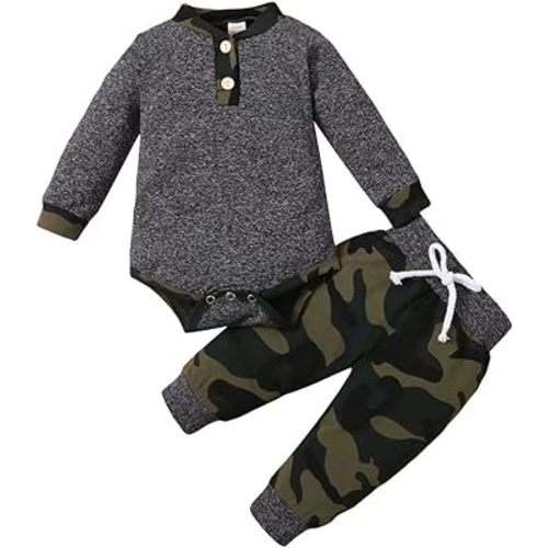Baby Boy Clothes Infant Toddler Boys Fall Winter Outfit Long Sleeve Plaid Romper + Pants Set 2Pcs